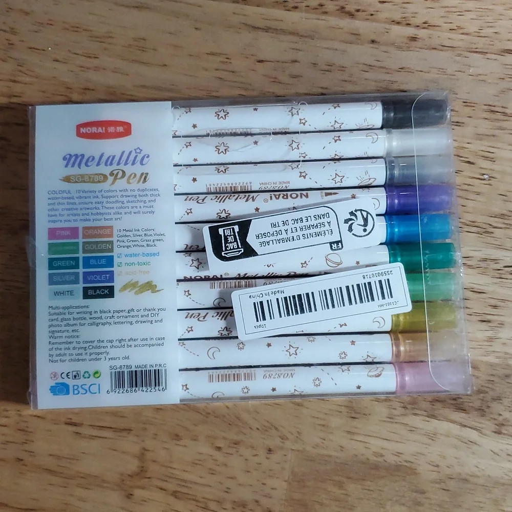 Metallic Pen Set - 10 Multicolor Metallic Markers